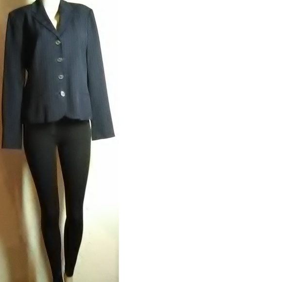 Chaps New Black Pinstripe Blazer Size 14 - Picture 2 of 7